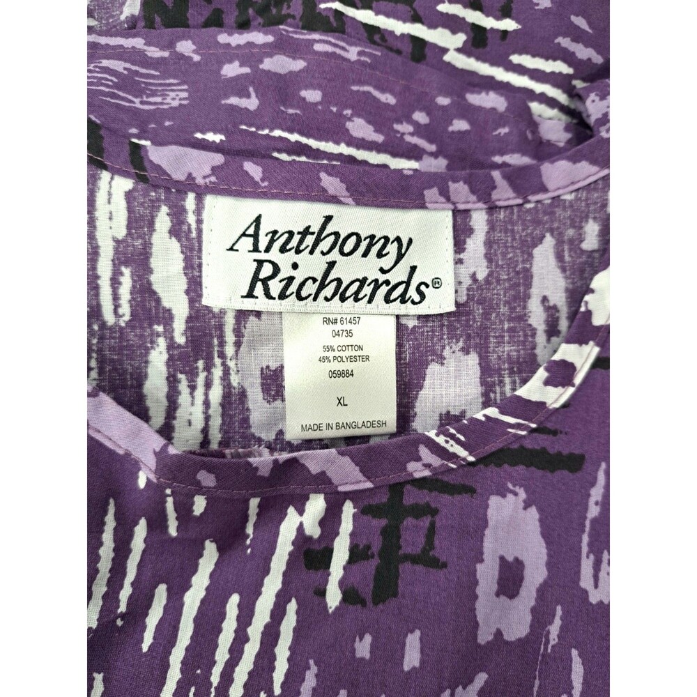 Anthony Richards VTG Purple Printblock Mumu Patio Dress Midi Women's Size XL - Picture 7 of 8